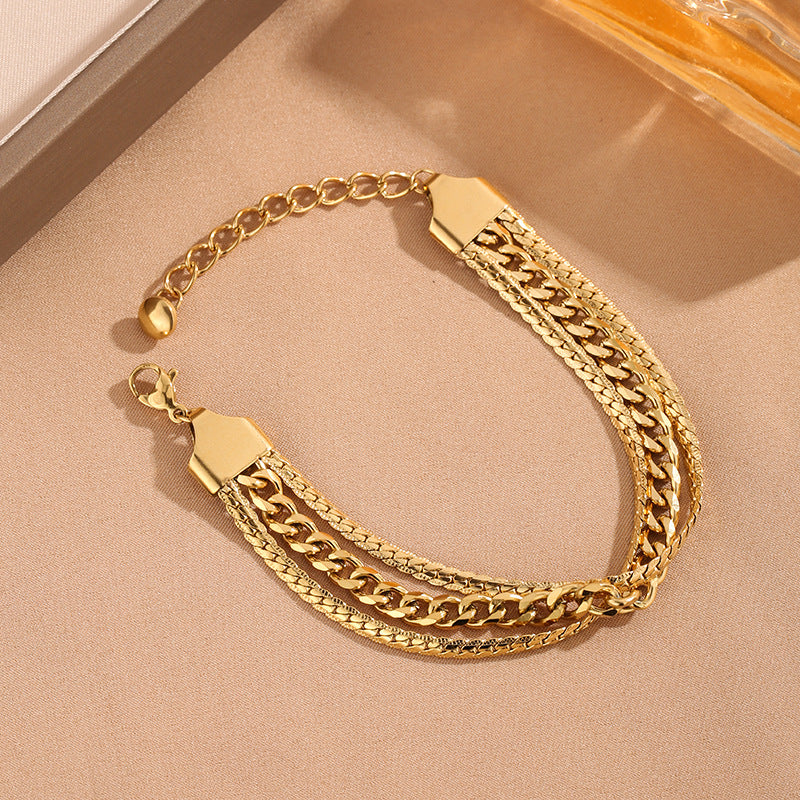 Elegant Adjustable Multi Layer Chain Gold Bracelet