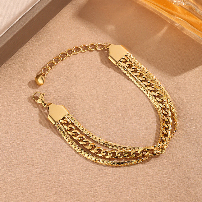 Elegant Adjustable Multi Layer Chain Gold Bracelet