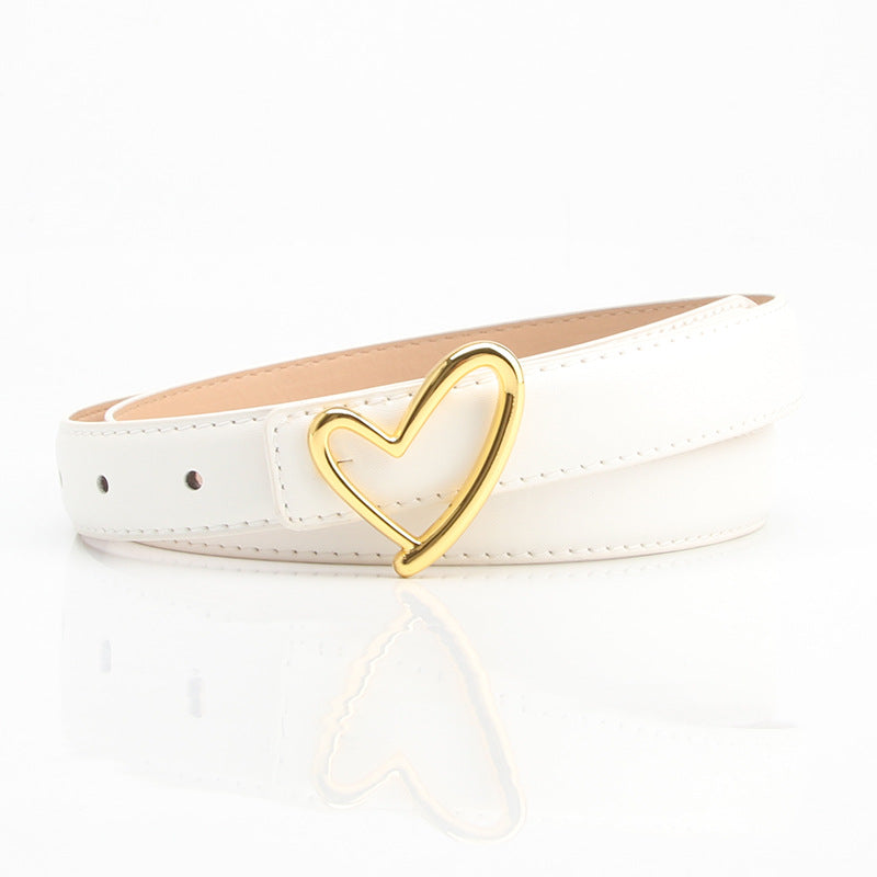 Women White Love Buckle Belt