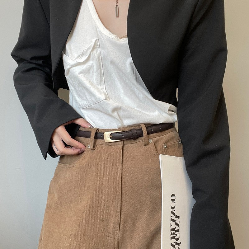 Women Brown Retro Small Belt