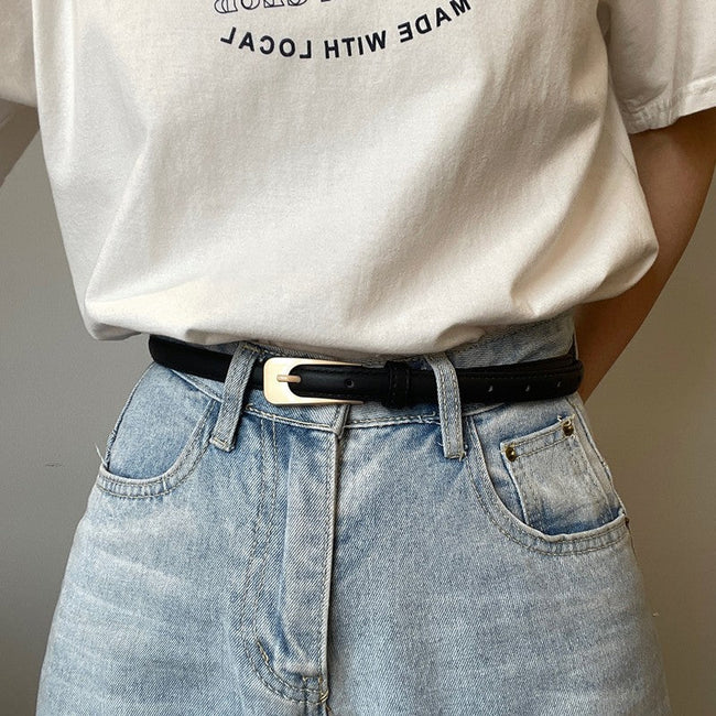 Women Black Retro Small Belt