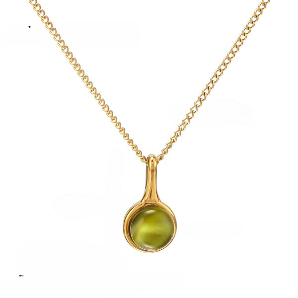 Green Sheen Pendant Gold Necklace