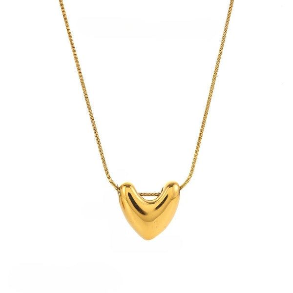 Heart Pendant Choker Gold Necklace