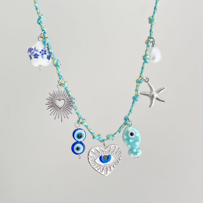 Sky Blue Dopamine Rope Love Eyes Necklace