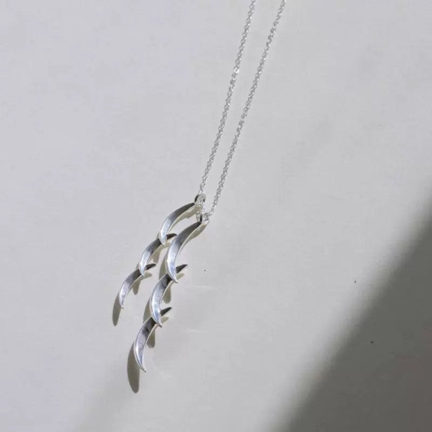 Silver Crescent Layered Necklace
