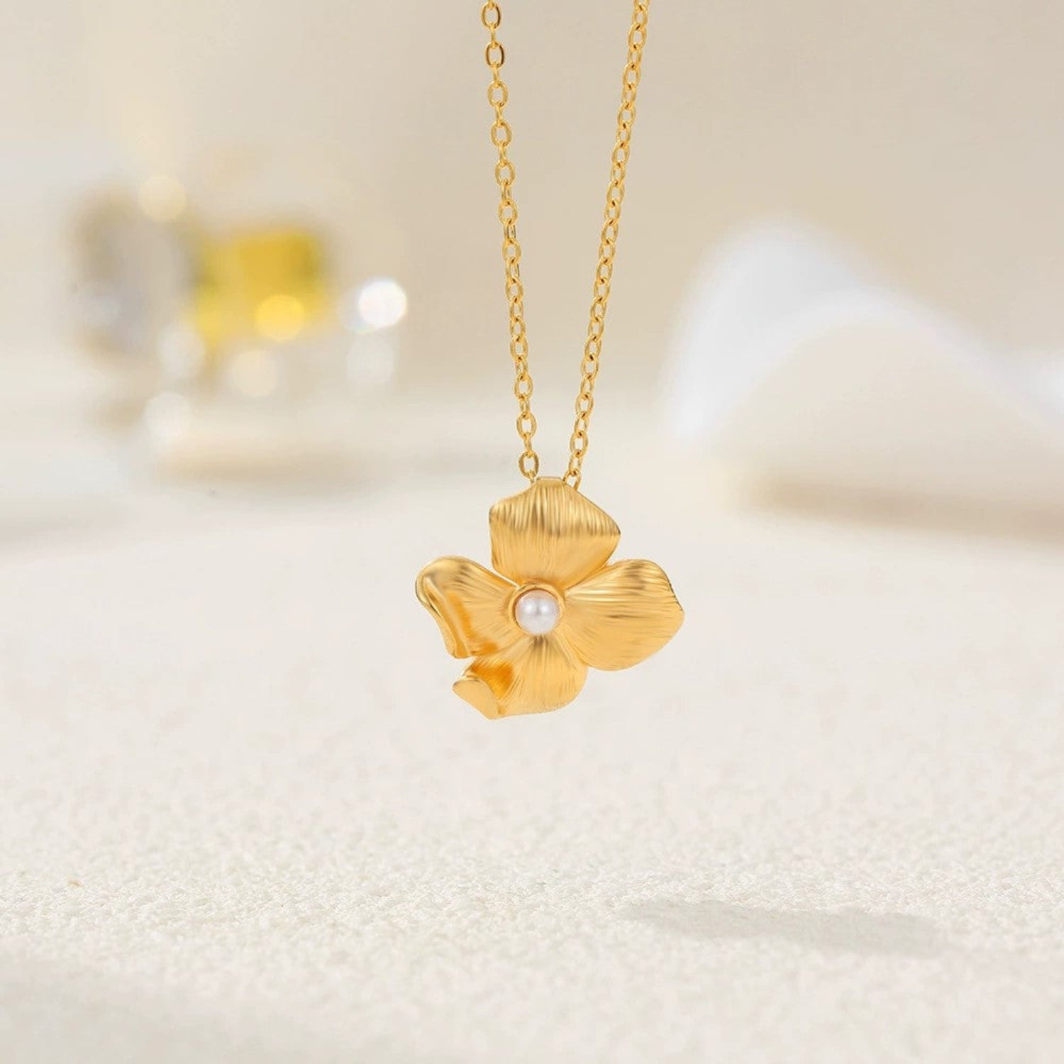 Golden Blossom Pearl Necklace