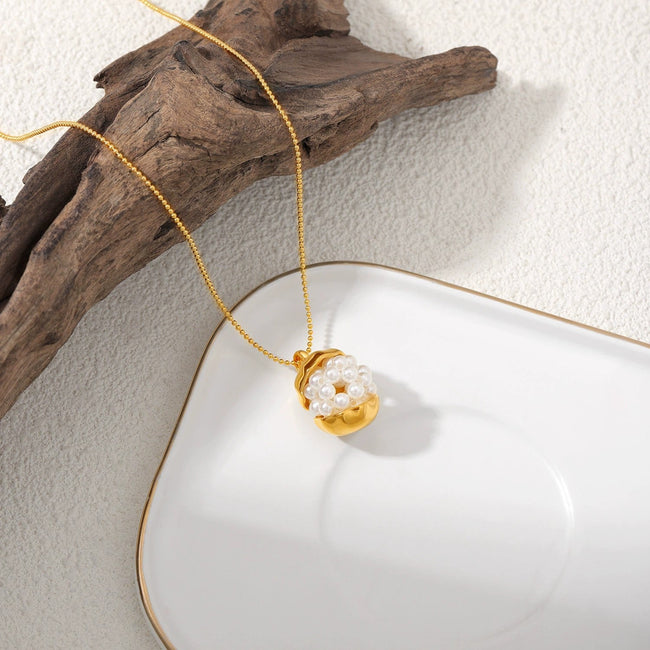 Pearl Cluster Drop Pendant Necklace