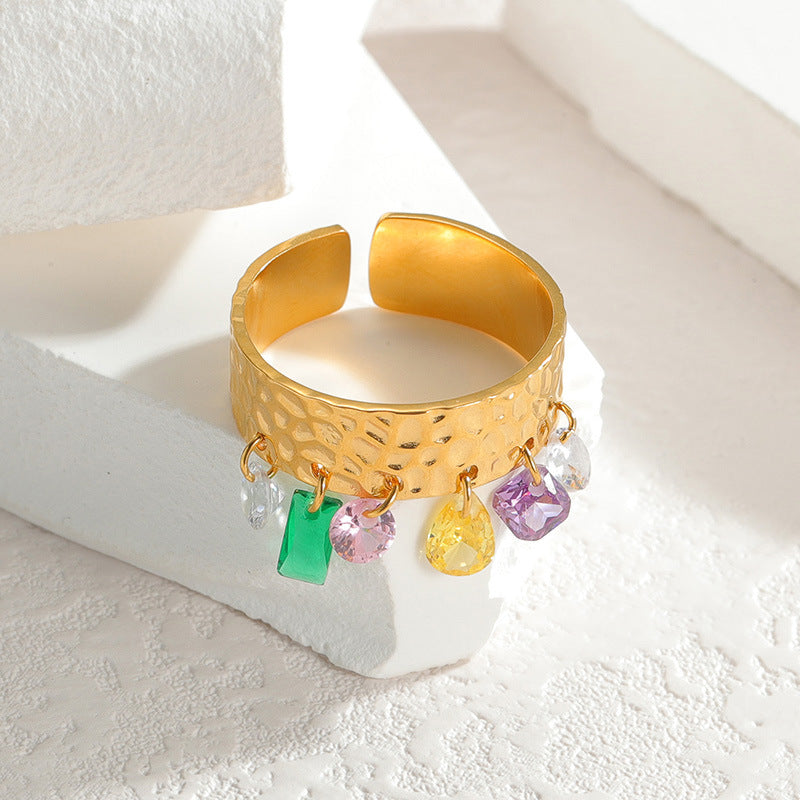 Prismatic Gem Cascade Gold Ring