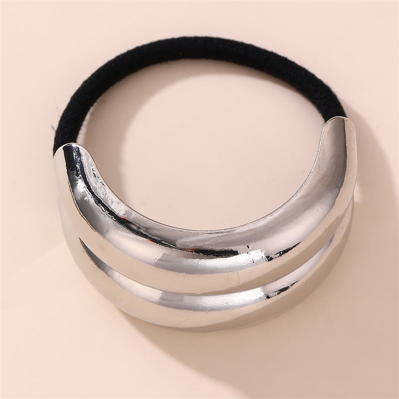 Metal Geometric Silver Elastic Hair Ties
