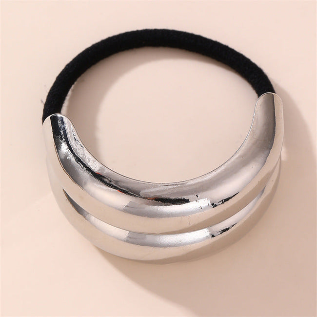 Metal Geometric Silver Elastic Hair Ties