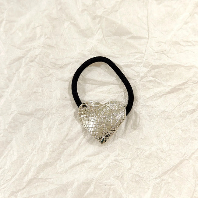 Silver Mesh Heart Hair Tie