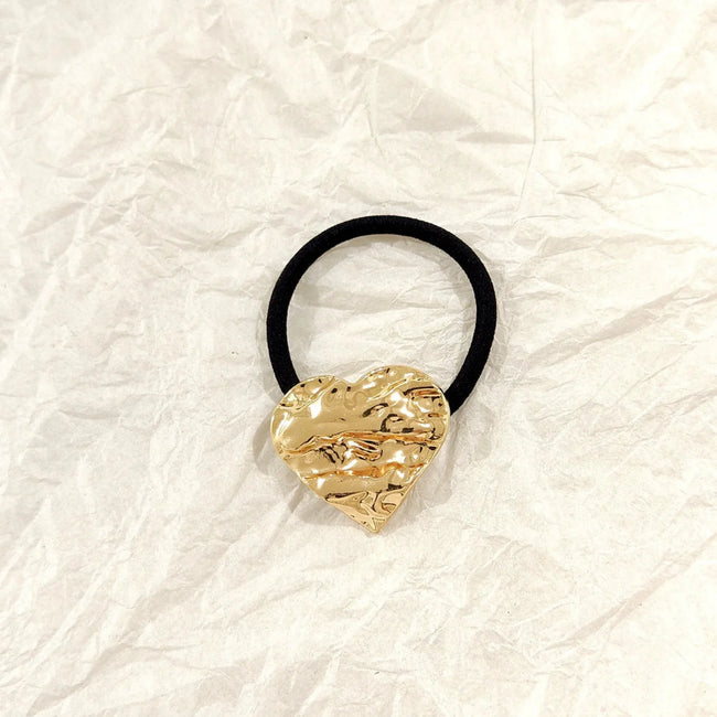 Golden Fold Heart Hair Tie
