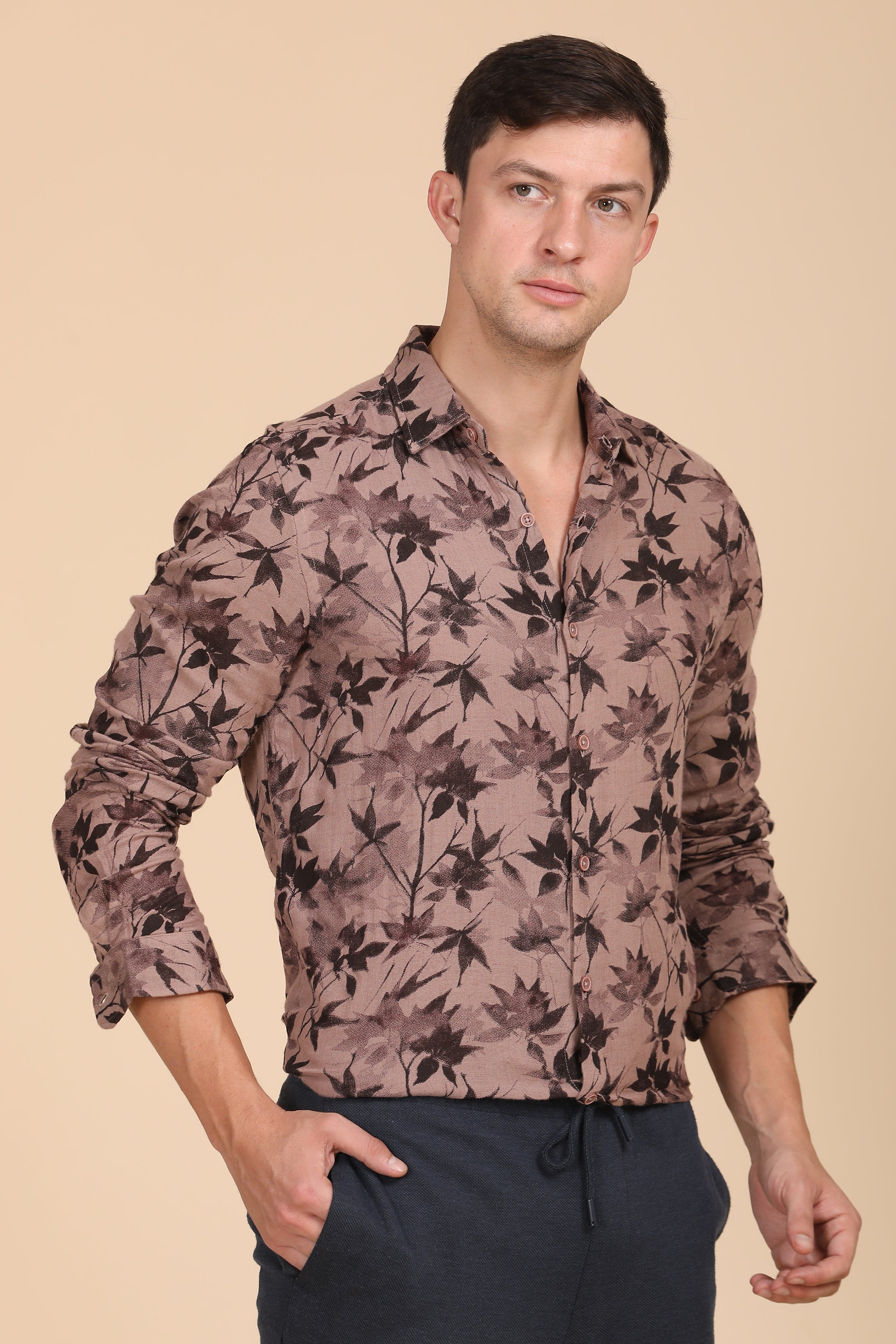 Men Double Layered Printed Shirt