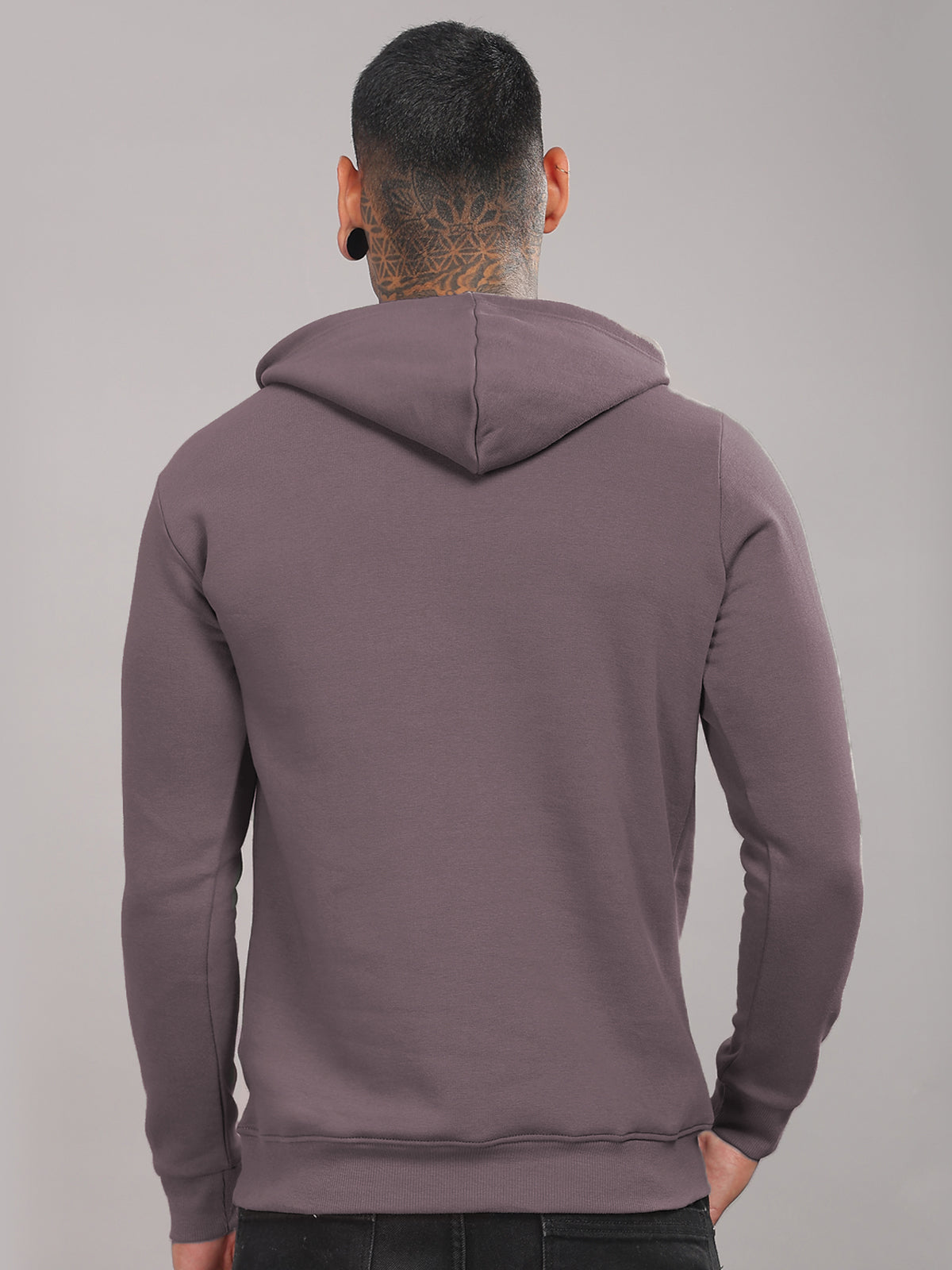 Men Mauve Cotton Fleece Hoodie