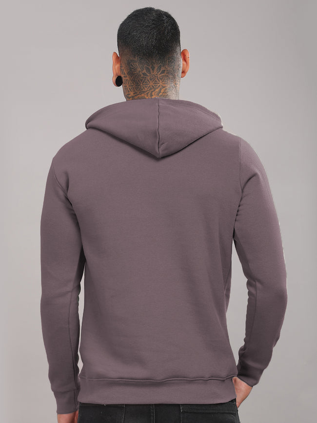 Men Mauve Cotton Fleece Hoodie