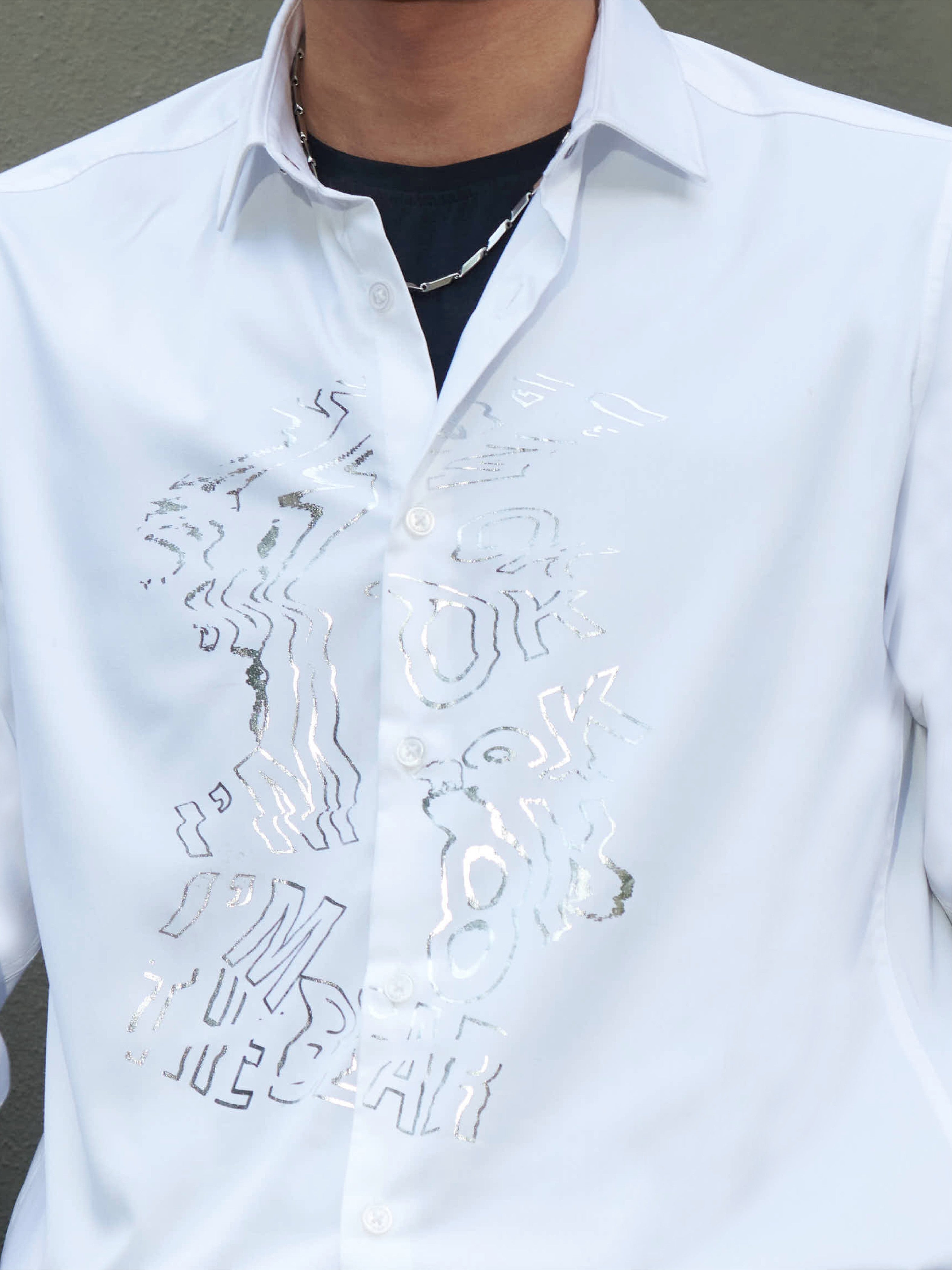 Men Ardor Edition White Slim Fit Printed Party Shirt