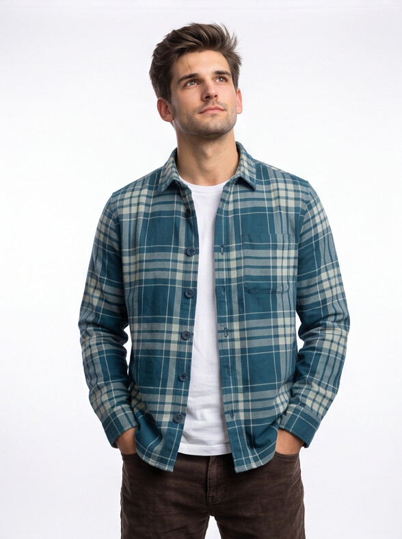 Men Green Checked Casual Shirt