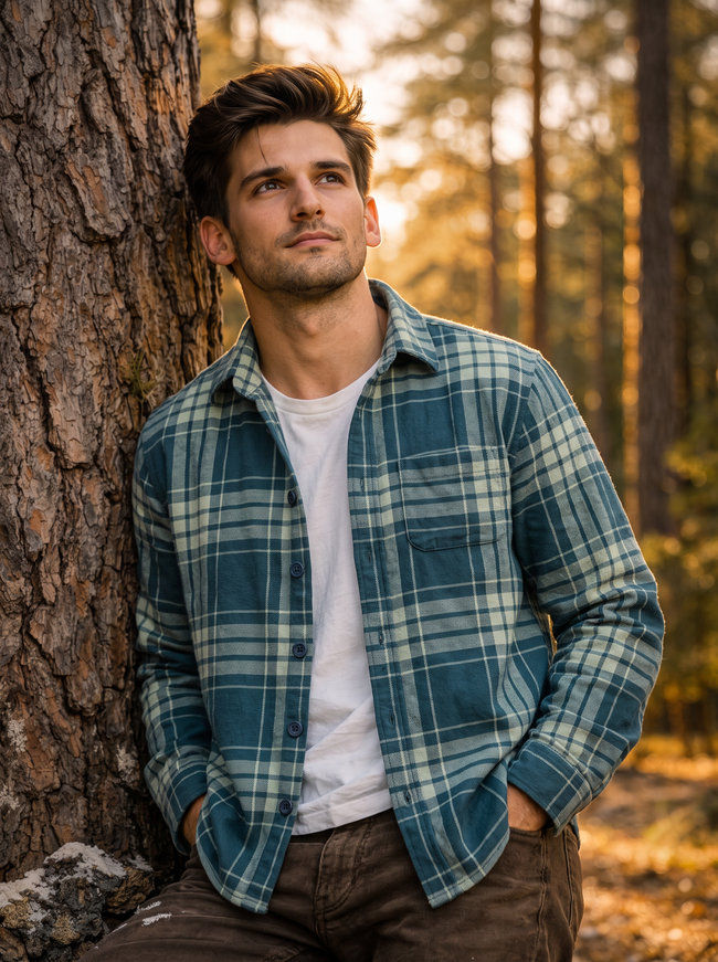 Men Green Checked Casual Shirt