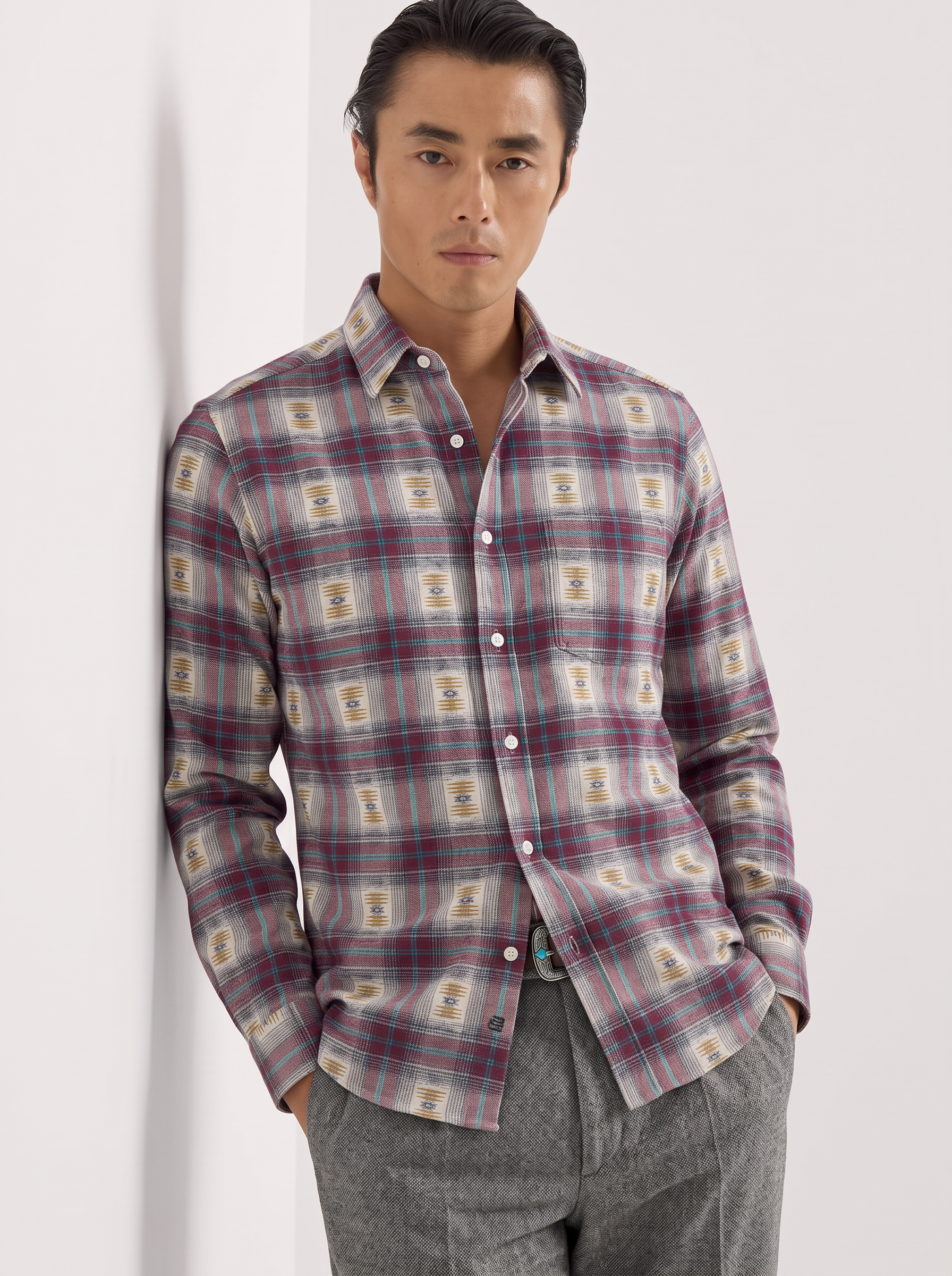 Men Multi Check & Motif Shirt