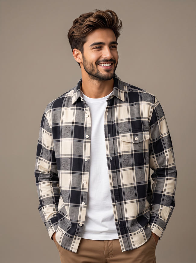 Men Blue Checked Shirt