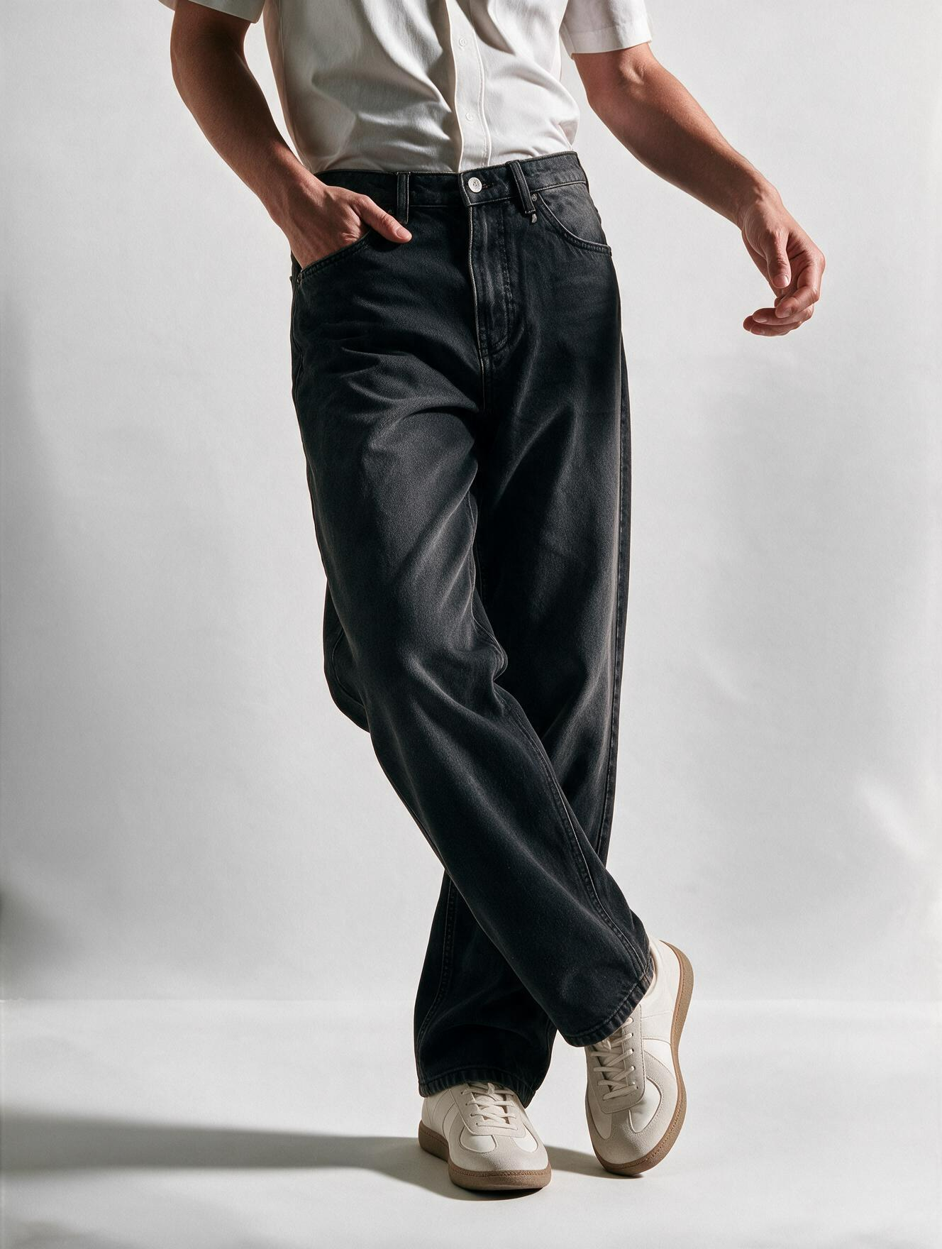 Men Black Baggy Jeans
