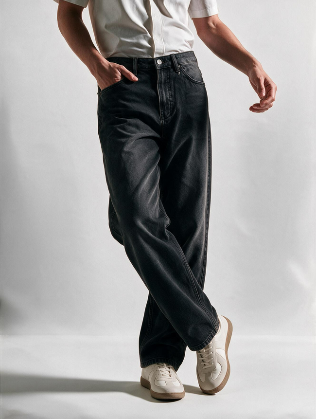 Men Black Baggy Jeans
