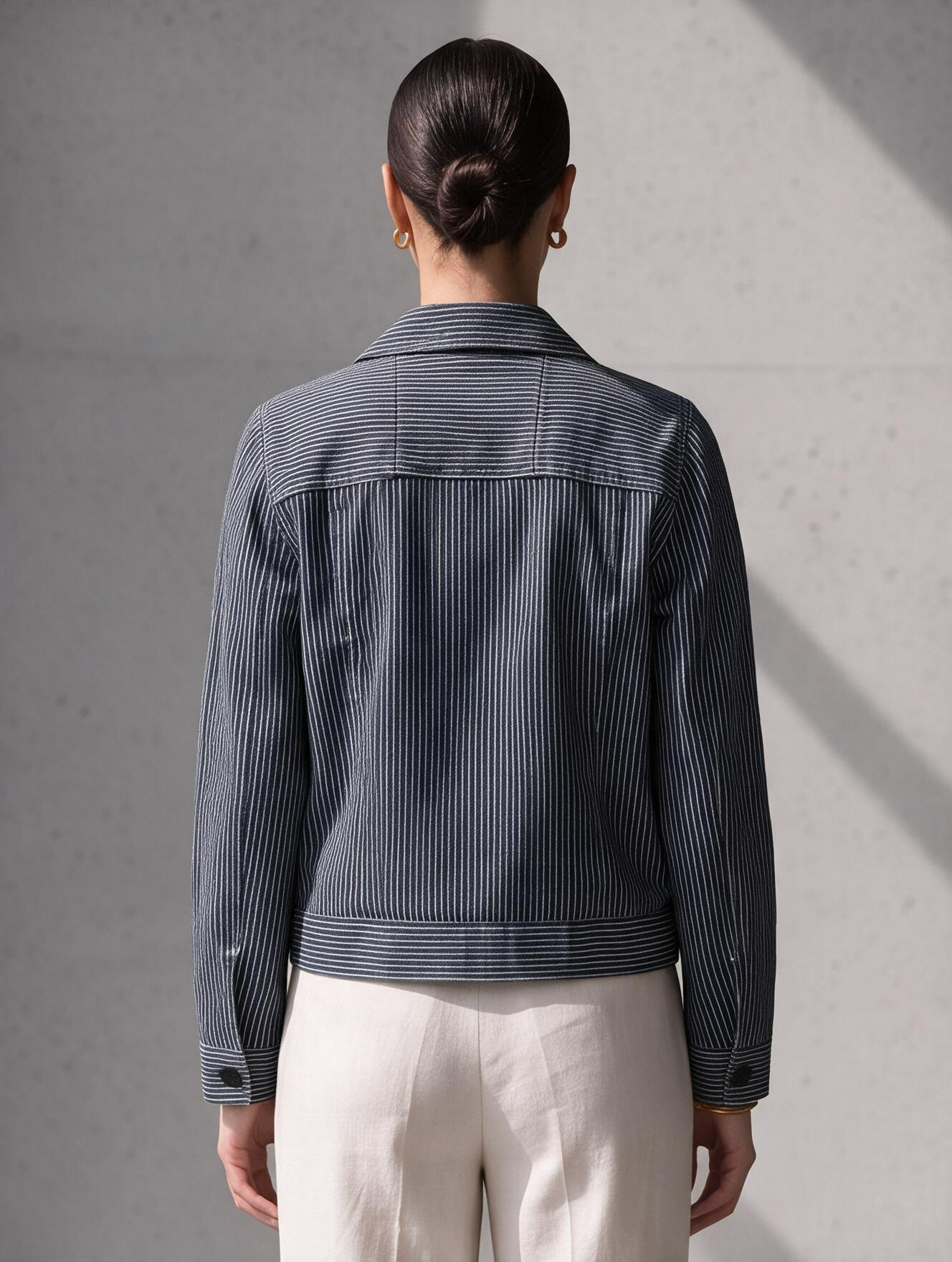 Women Navy Pinstripe Jacket