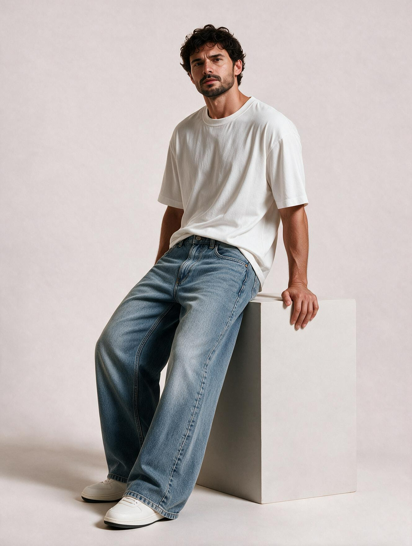 Men Blue Baggy Jeans