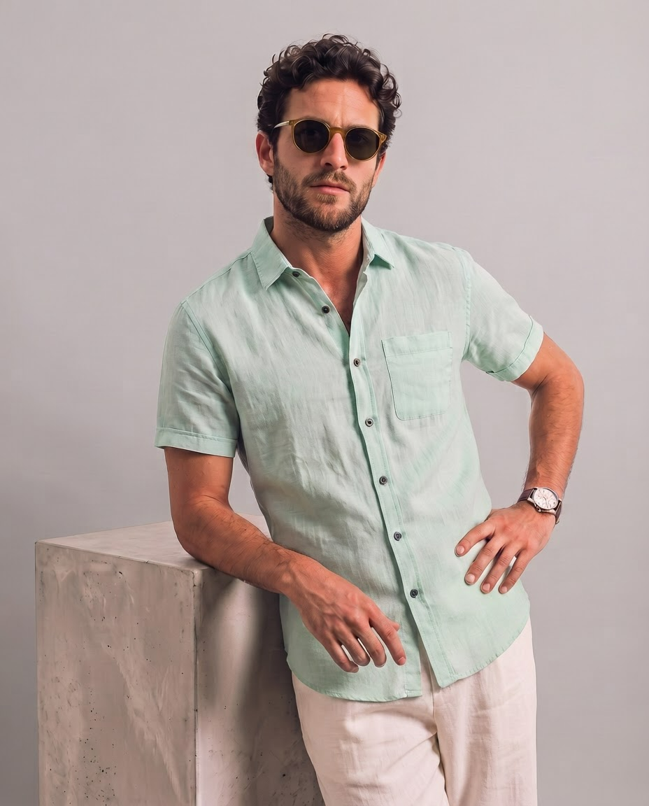 Men Light green Regular Shirt