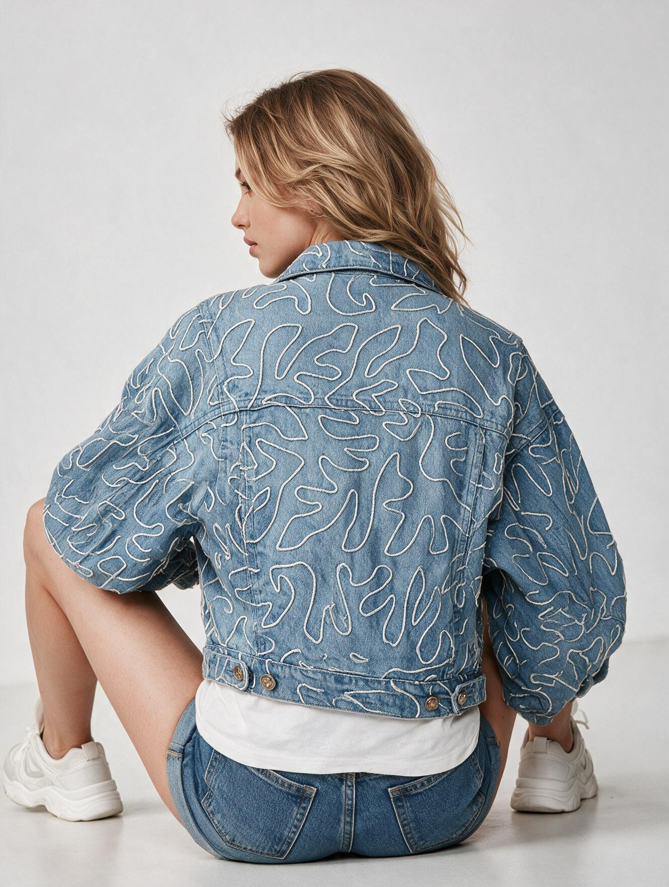 Women Embroidered Denim Jacket