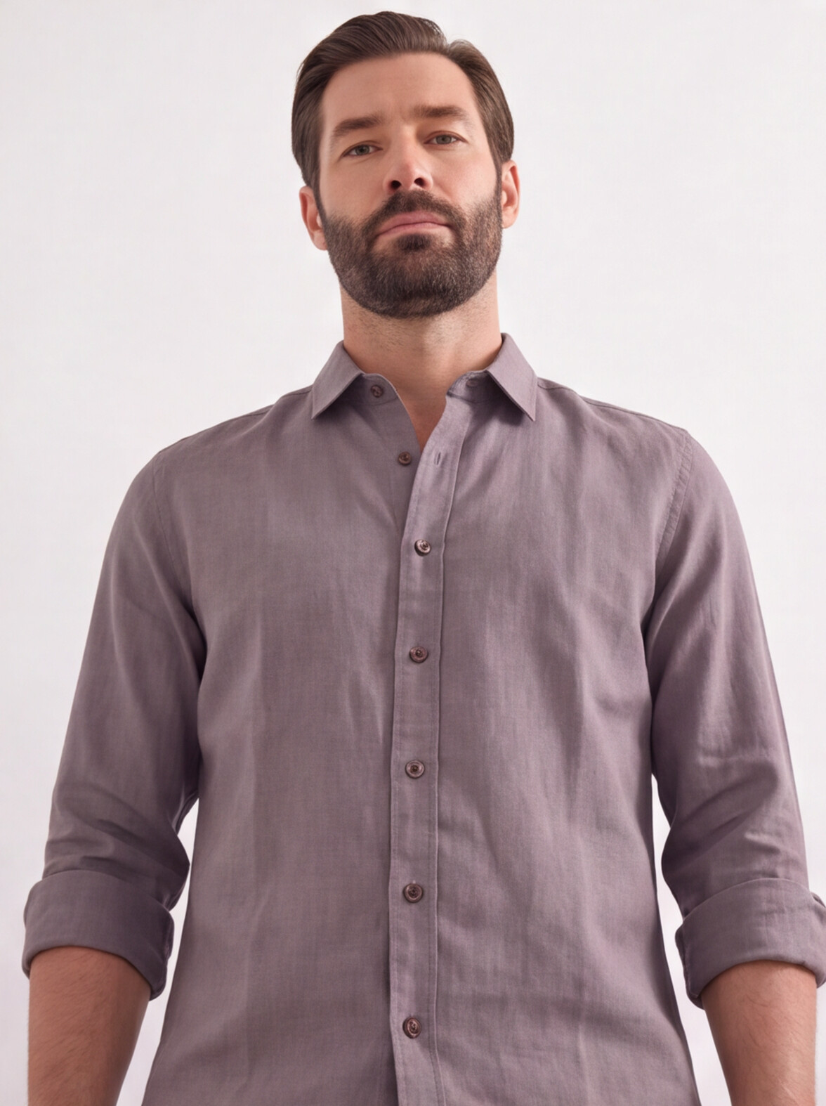 Men Mauve Viscose Linen Shirt