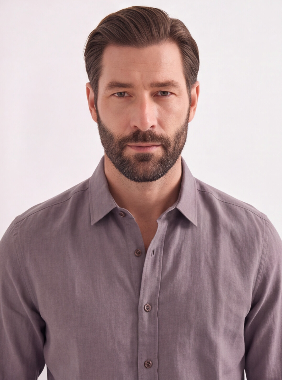 Men Mauve Viscose Linen Shirt