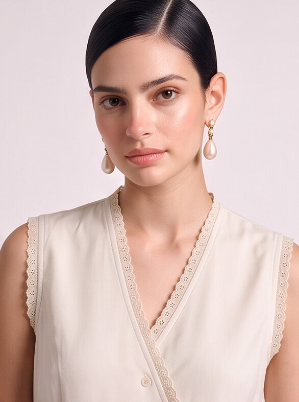 Women Scallop Lace Wrap Top
