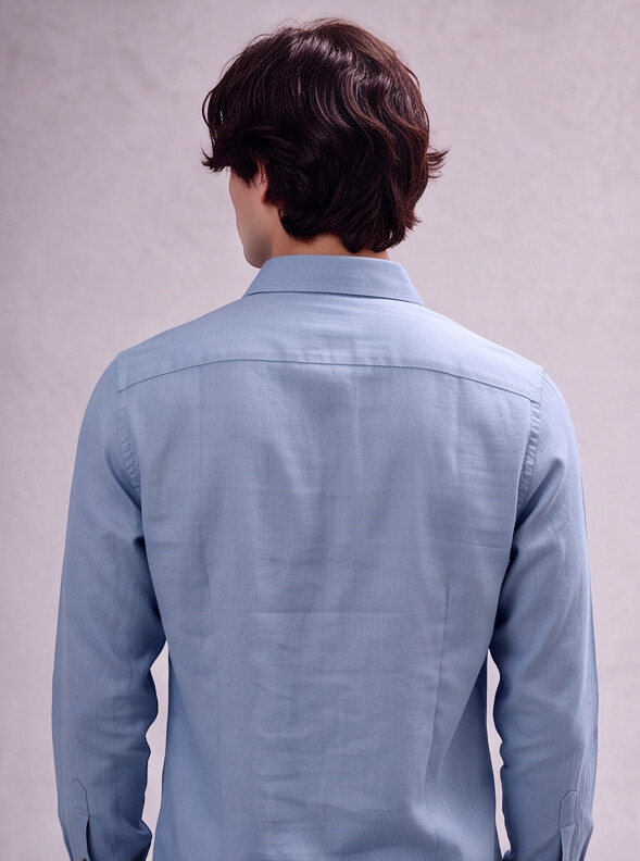 Men Blue Linen Shirt