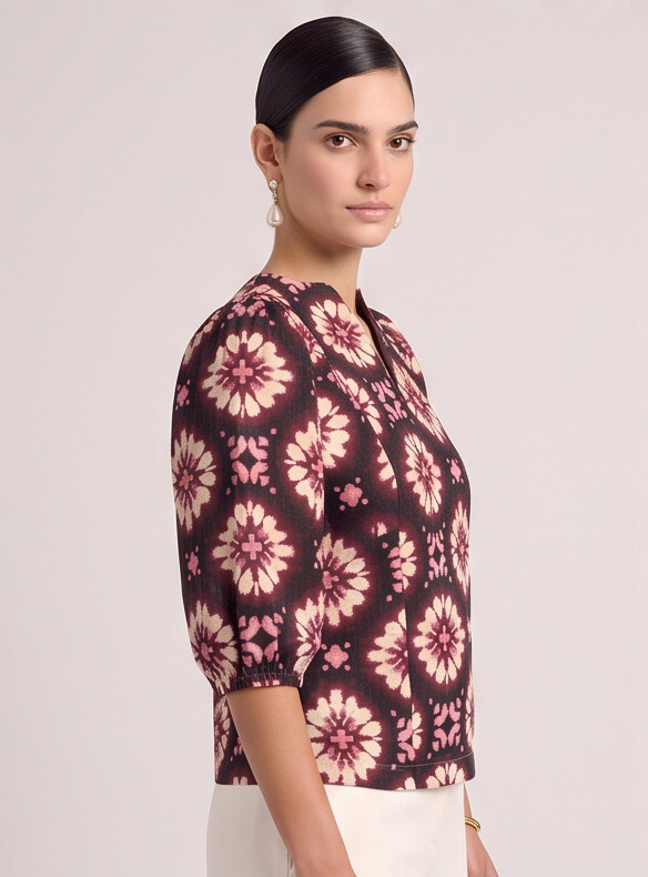 Women Retro Floral Relaxed Top