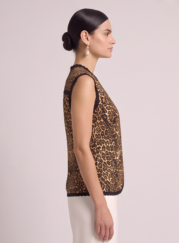 Women Wild Print Lace Wrap Top