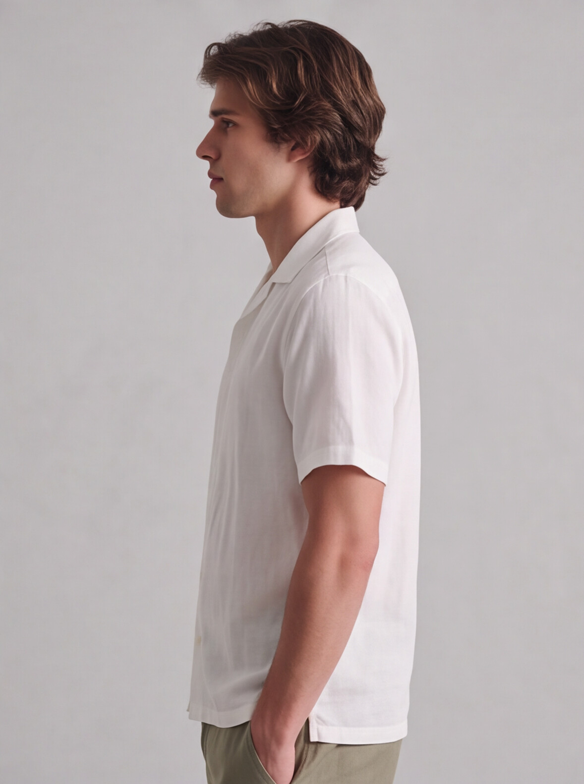 Men White 100% Linen Shirt