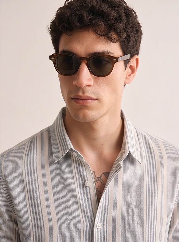 Men Contrast Stripe Slim Shirt