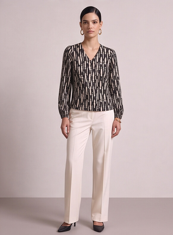 Women Monochrome Print Top