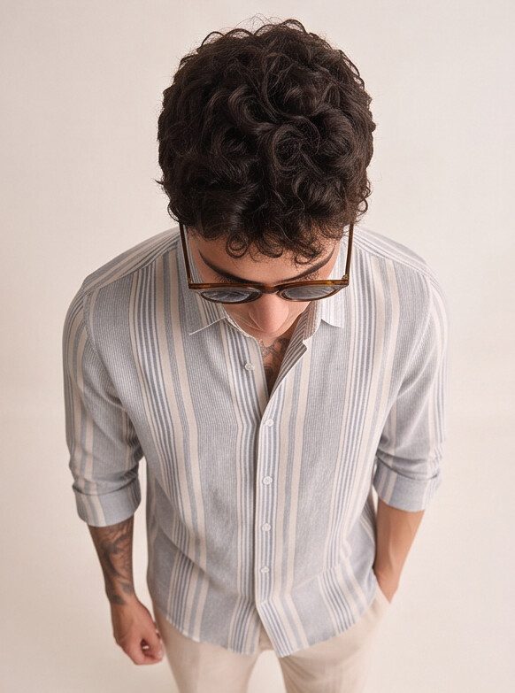 Men Contrast Stripe Slim Shirt