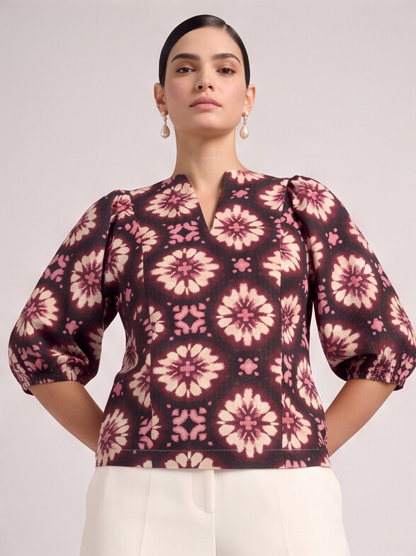 Women Retro Floral Relaxed Top