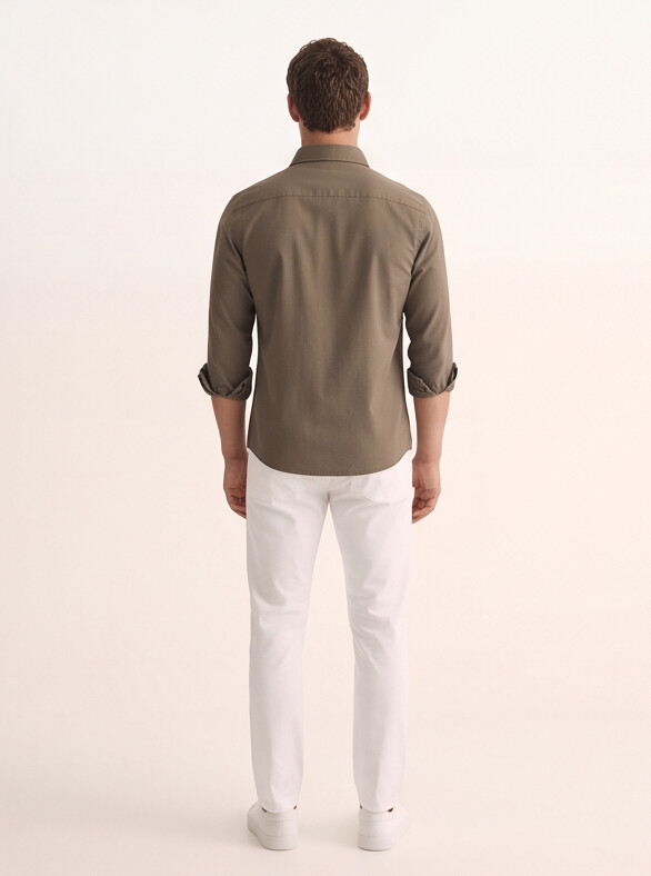 Men Olive Utility Pocket Shirt