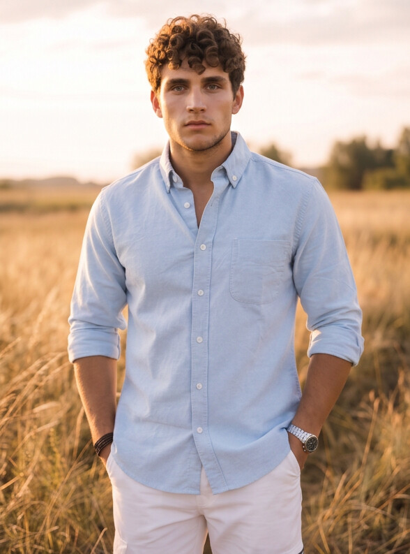 Men Light Blue Regular Shirt