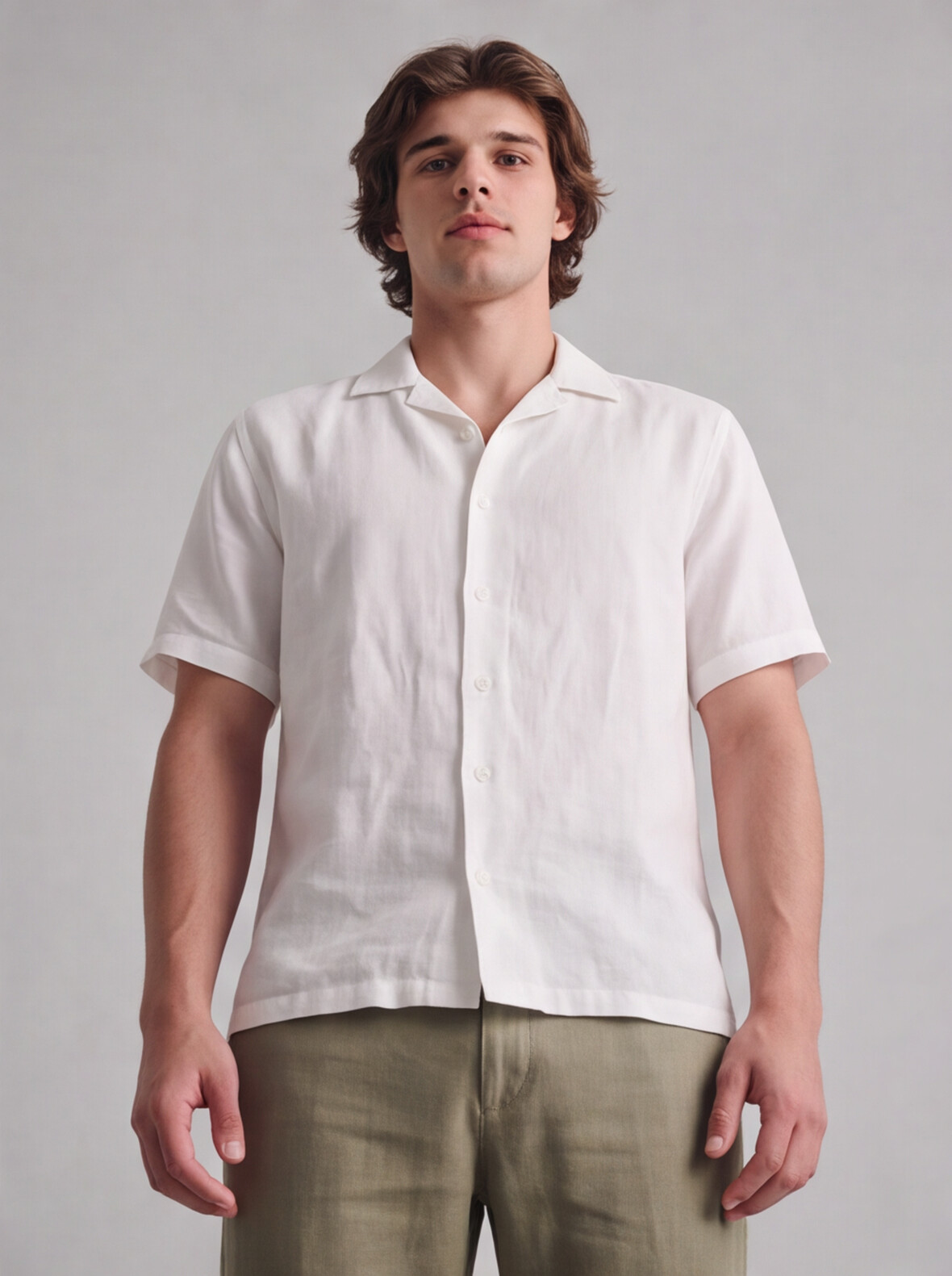 Men White 100% Linen Shirt
