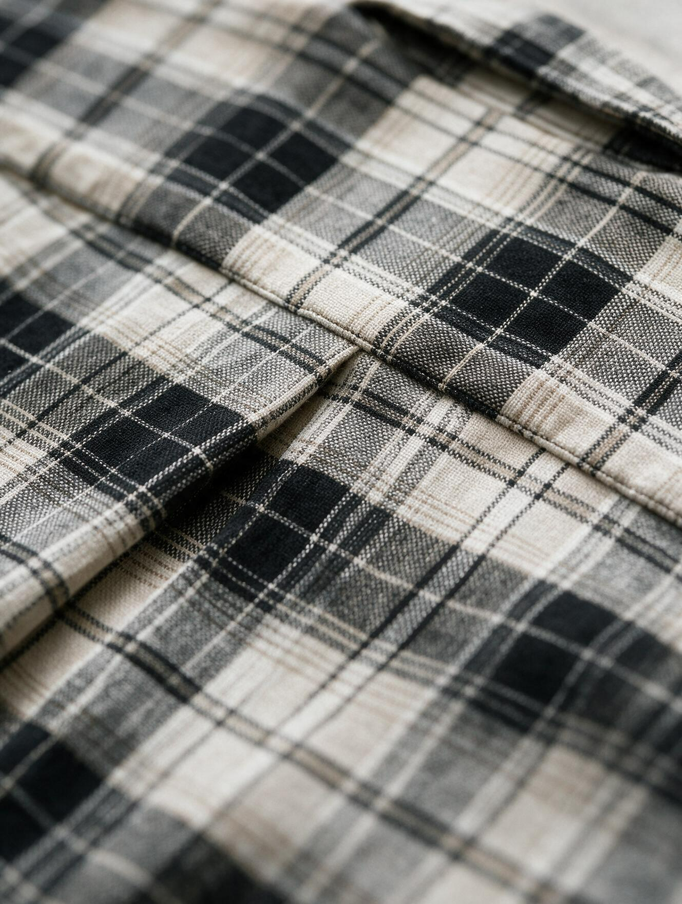 Men Grey Plaid Checked Long Sleeve Casual Shirt