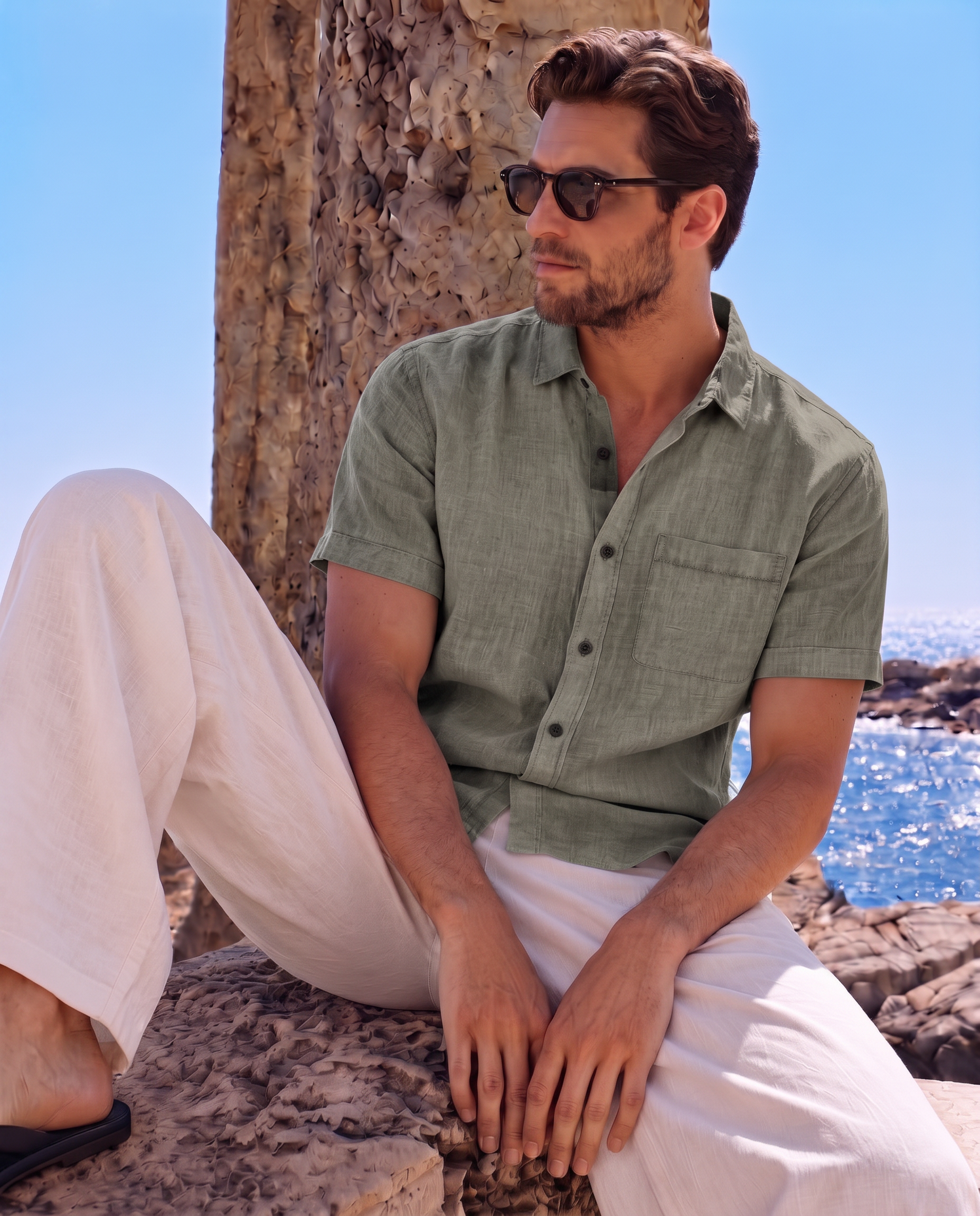 Men Olive Regular Shirt