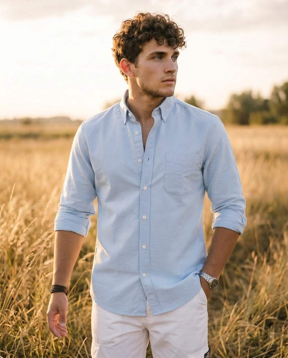 Men Light Blue Regular Shirt