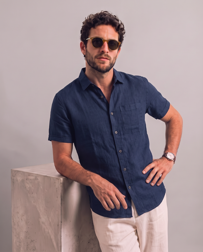 Men Navy Regular Shirt