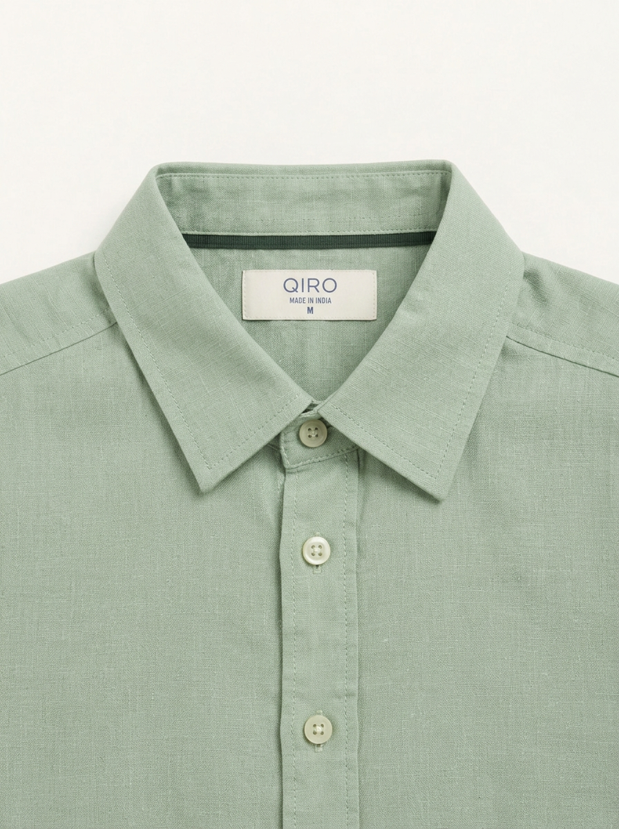 Men Olive Viscose Linen Shirt