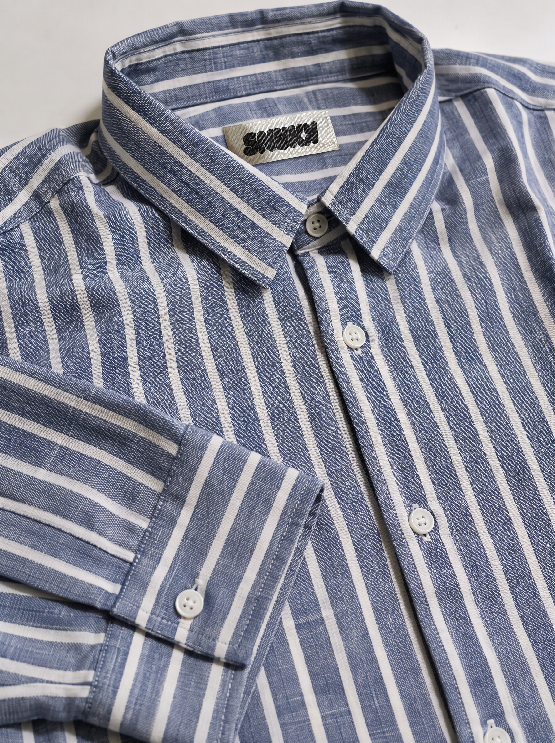 Men Blue Vertical Striped Long Sleeve Shirt